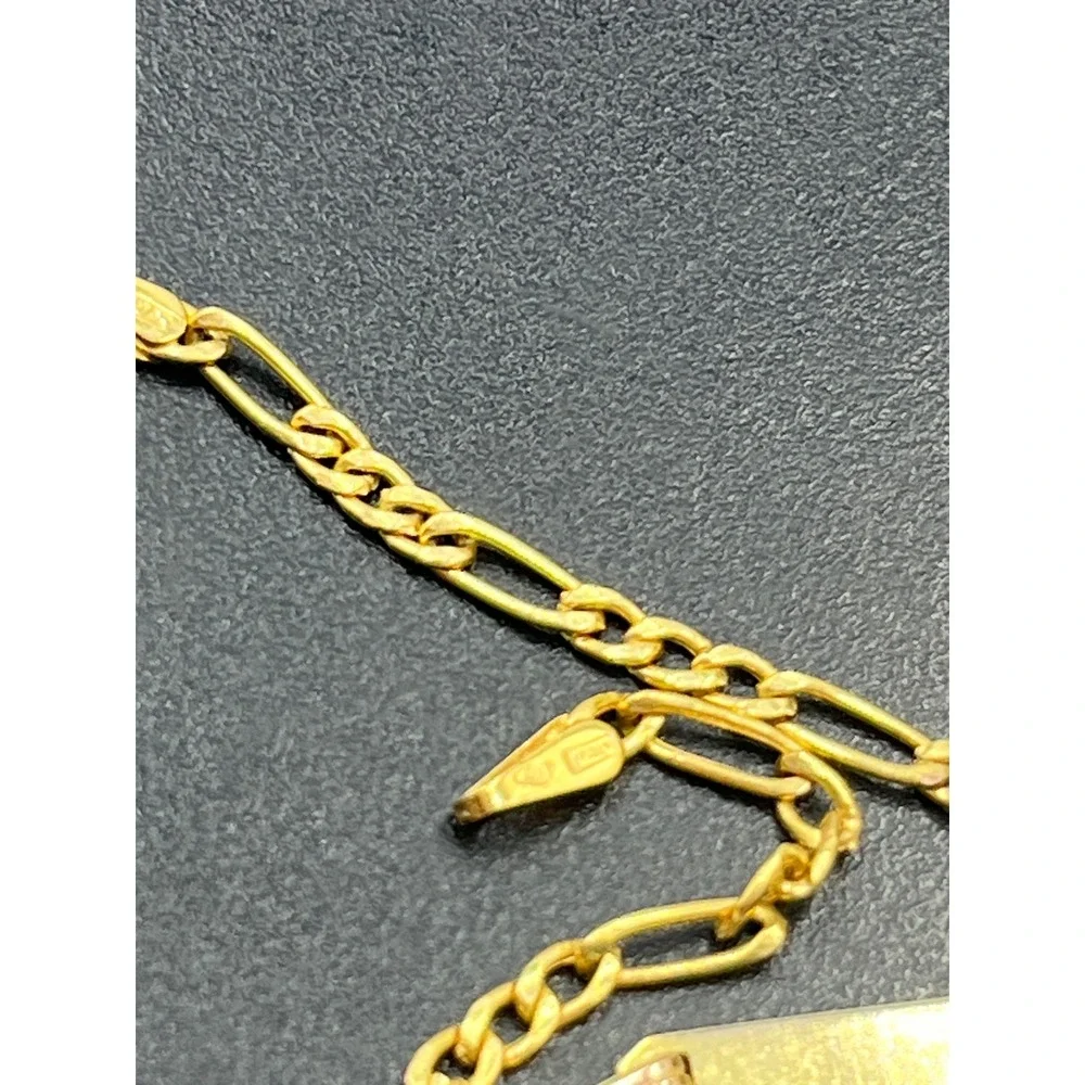 SWI Italy 10K Yellow Gold Baby Toddler Figaro Link Blank ID Bracelet 5.5